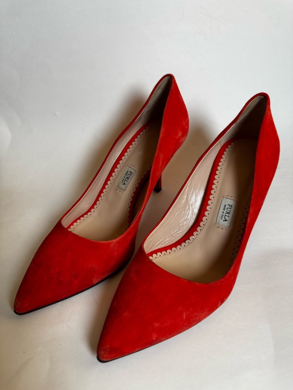 Furla Orange Suede Heels